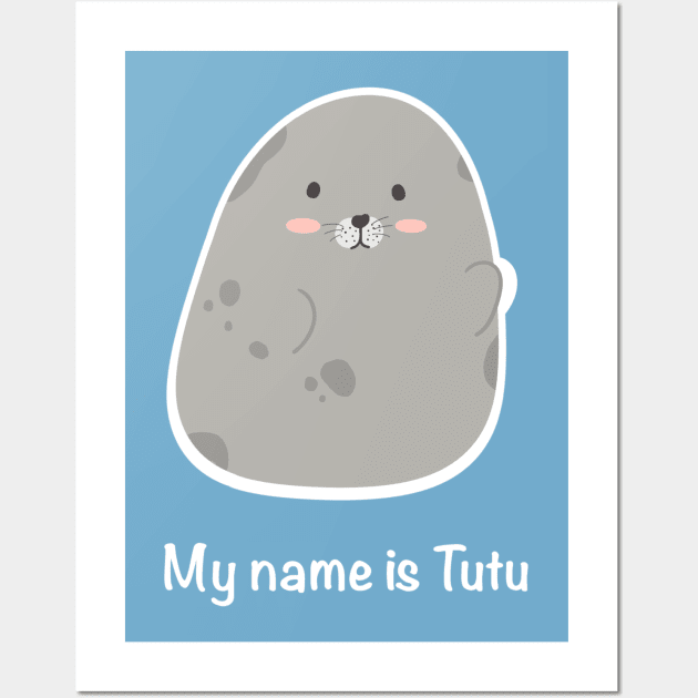 Tutu the Seal - My name is Tutu - Seal Doodles Collection Wall Art by CyndyK